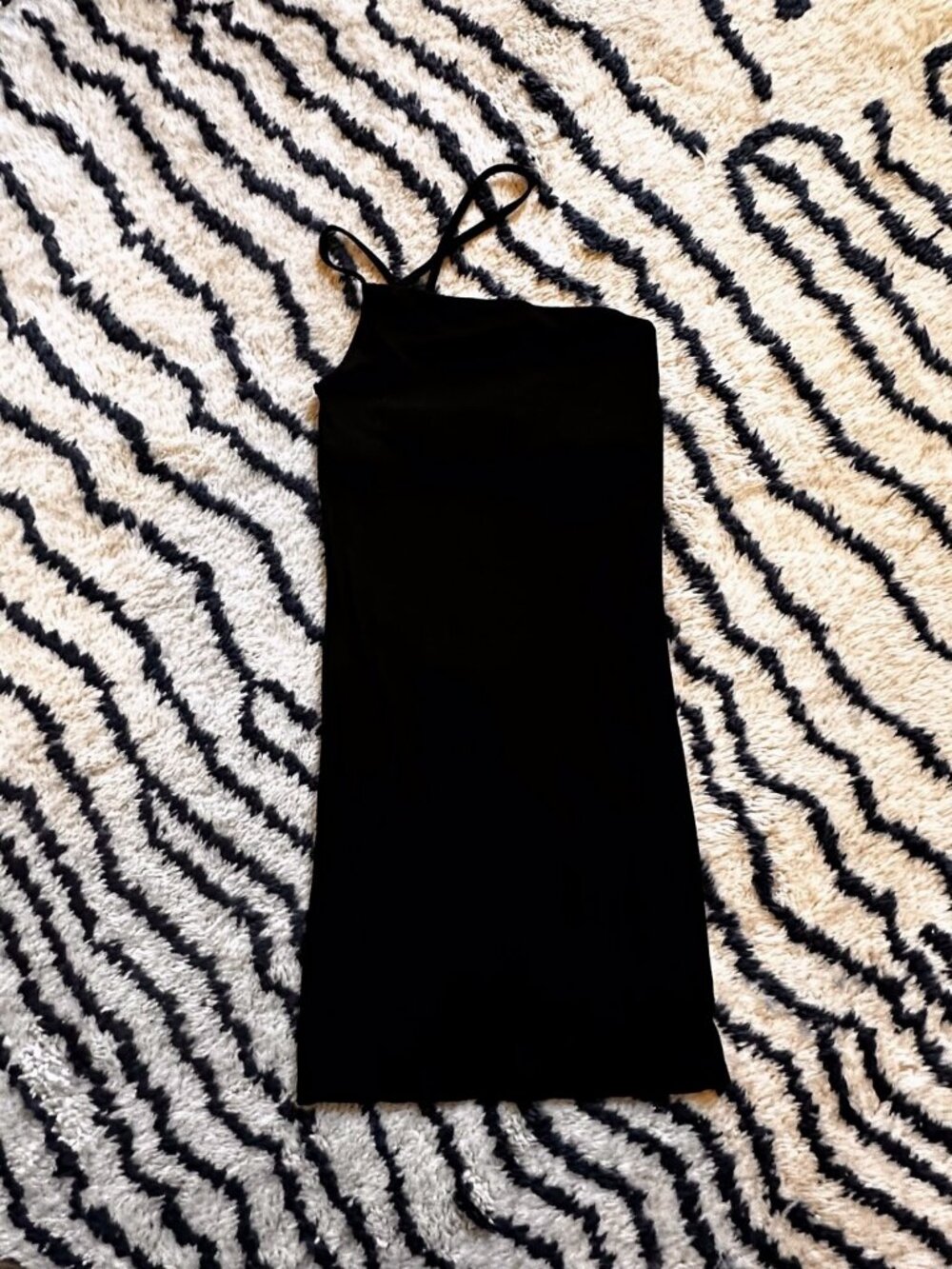 Enza Costa Black Ribbed Cami Tank Dress Size M